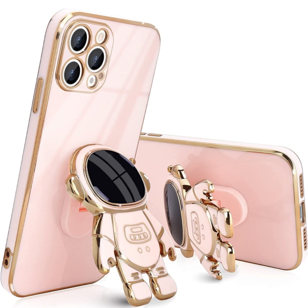 Pink Astronaut Stand Phone Case for iPhone 12 Pro Max
